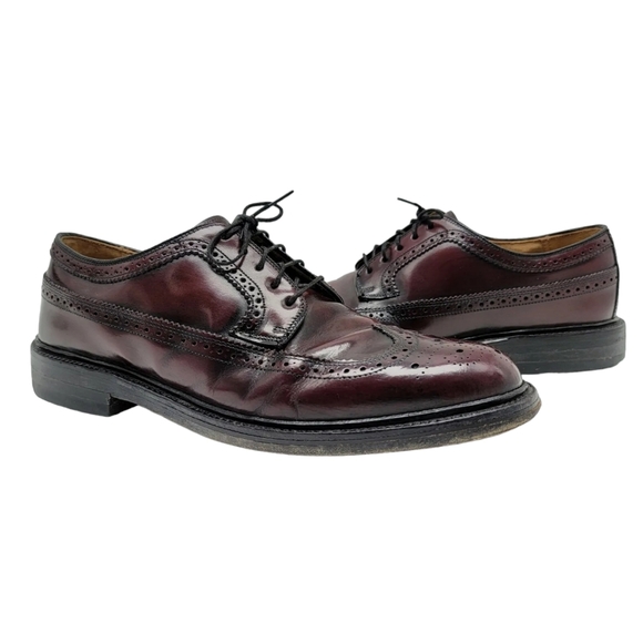 Vintage Hanover LB Sheppard Signatures 2313 Wingtips Burgundy Leather 9 D/B USA - Picture 1 of 12